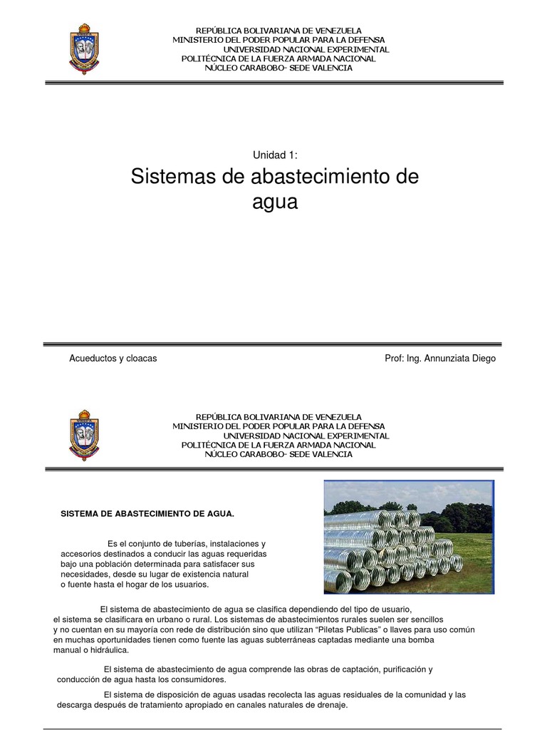 1era Clase | PDF | Red de abastecimiento de agua | Agua potable