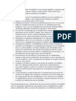 Roteiro para Treinamento de Prev Acidnete de Trabalho