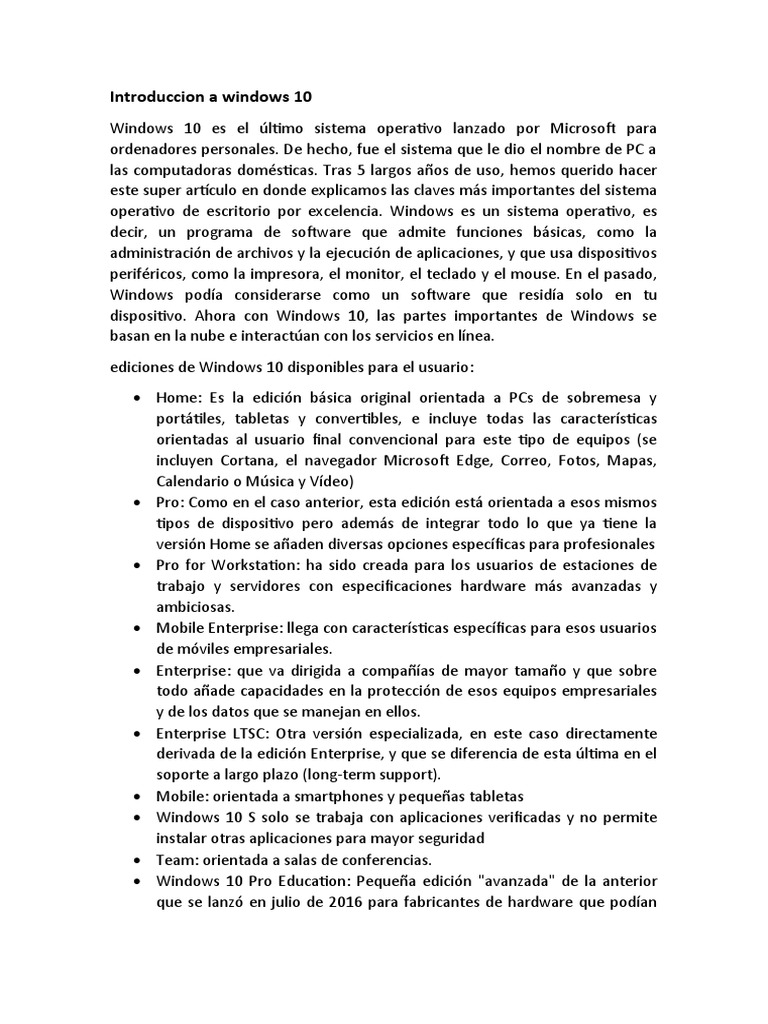 Introduccion a windows 10 pdf microsoft windows windows 10