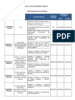 Actividad de Aprendizaje Resultado de Aprendizaje Tipo de Evidencia Sesiones en Línea Tiempos de Entrega Inicia Termina