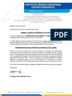 COMUNICADO No. 09 - SALIDA VIERNES 31 DE MARZO - PENSION DE ABRIL