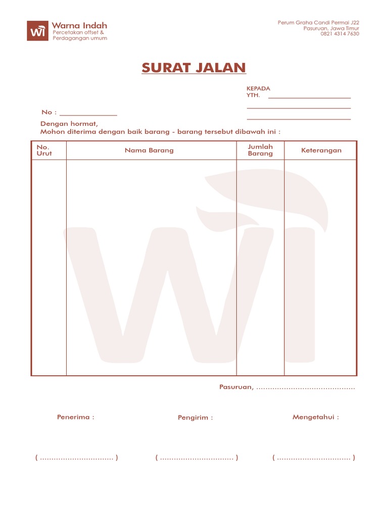 Nota Surat Jalan Warna Indah | PDF