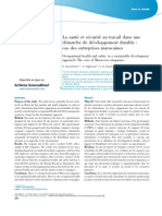 La Sante Et Se Curite Au Travail Dans Une de Marche de de Veloppement Durable: Cas Des Entreprises Marocaines