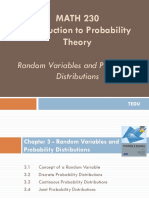 MATH 230 Introduction To Probability Theory: Random Variables and Probability Distributions