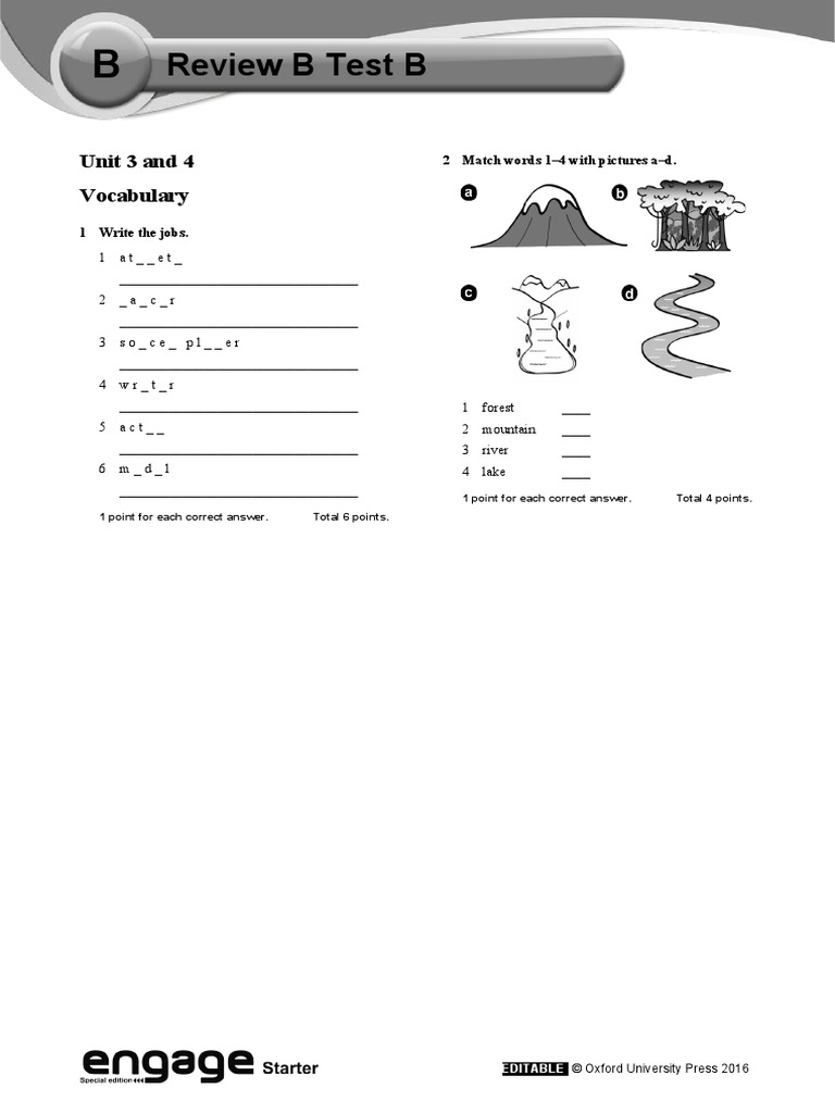 Engage Starter Review B Test B PDF Human Communication Linguistics