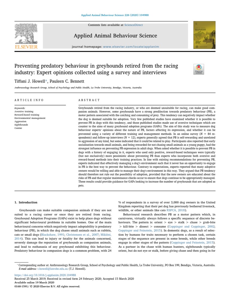 Preventing Greyhound Aggression 2020 PDF Dogs Behavior