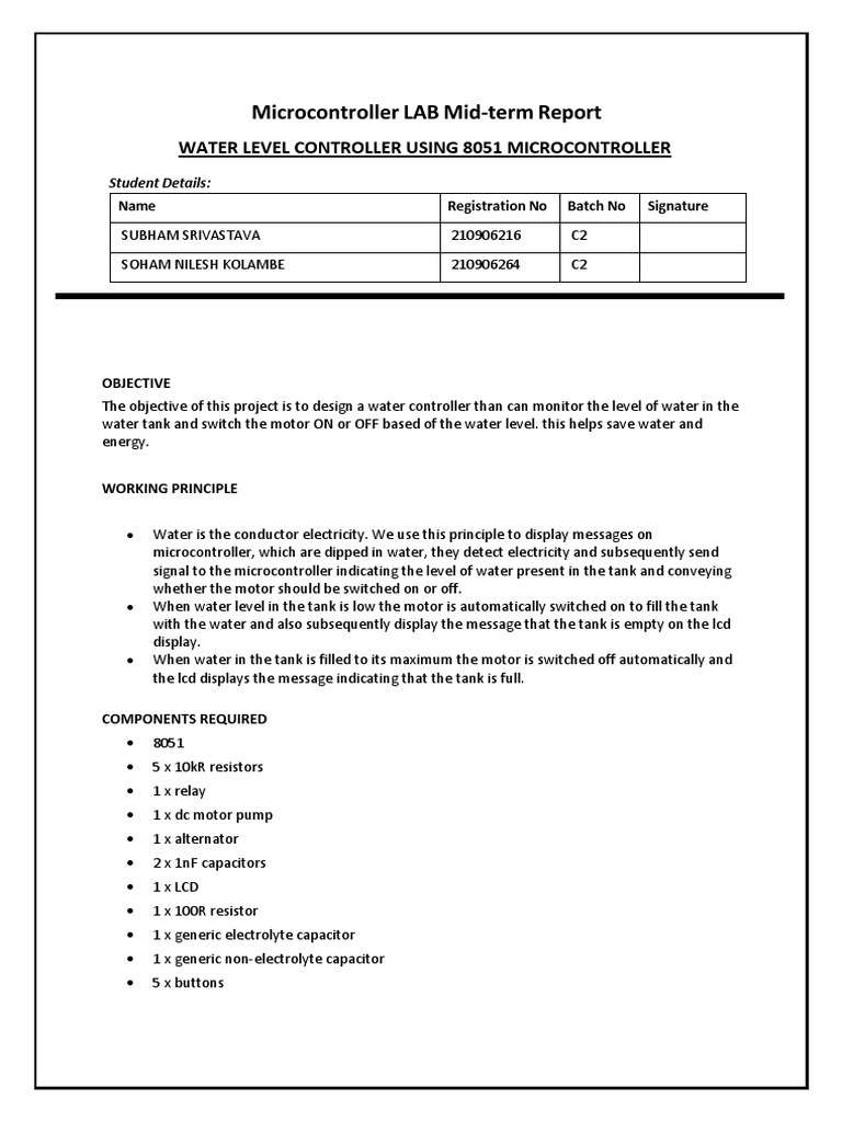 Microcontroller Lab Project | PDF
