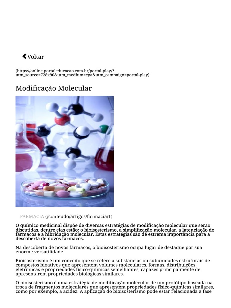 Modificação Molecular - Portal Educação | PDF | Química | Moléculas