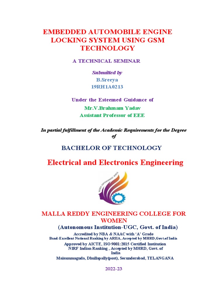 Embedded Automobile Engine Locking System Using GSM Technology PDF