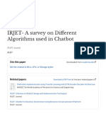 IRJET-A Survey On Different Algorithms Used in Chatbot: Cite This Paper