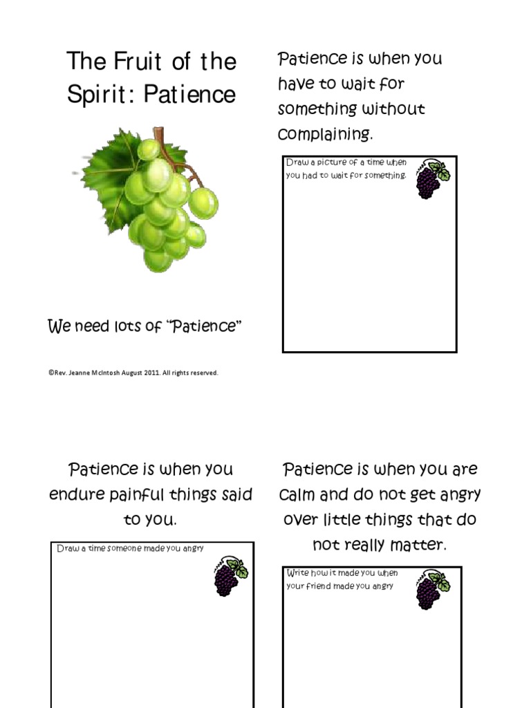 Fruit of the Spirit "Patience" Art & Craft Book Patience Fruit Of