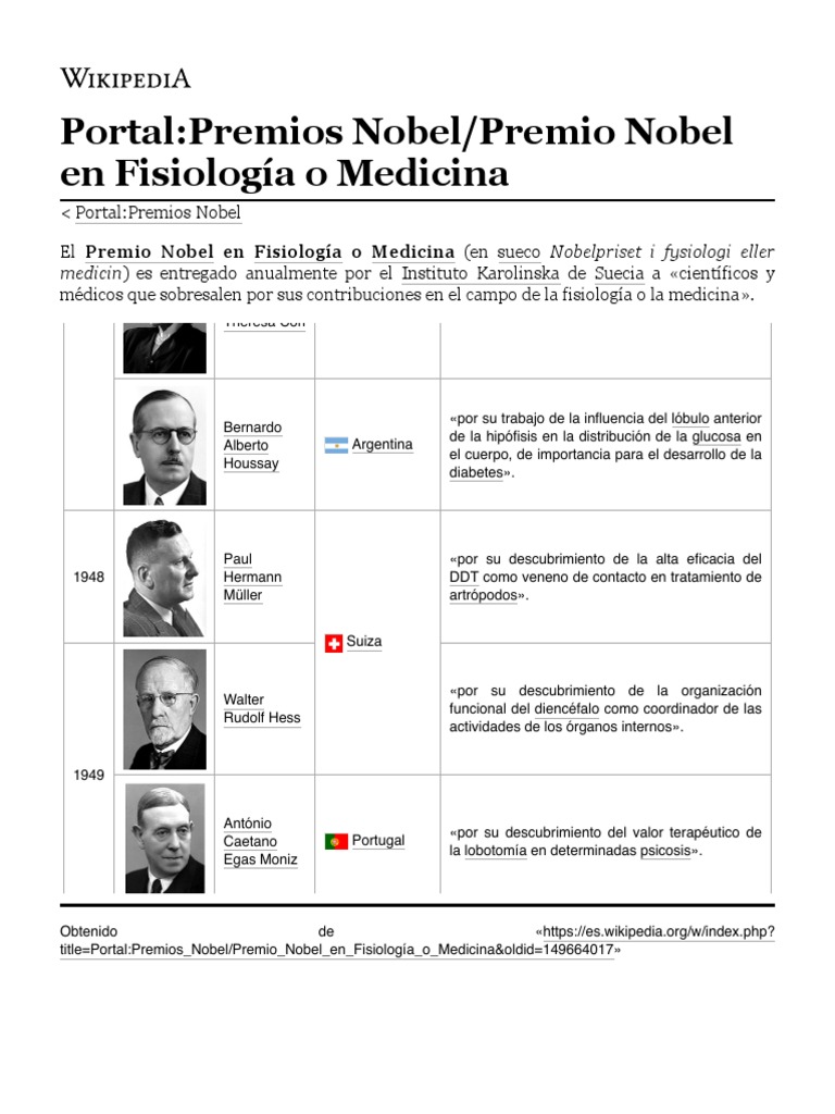 PortalPremios NobelPremio Nobel en Fisiología o Medicina Wikipedia
