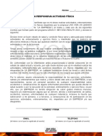 Carta Responsiva Actividad Física: FECHA