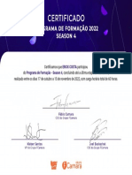 Certificado Programa Formação Erick Costa 2022