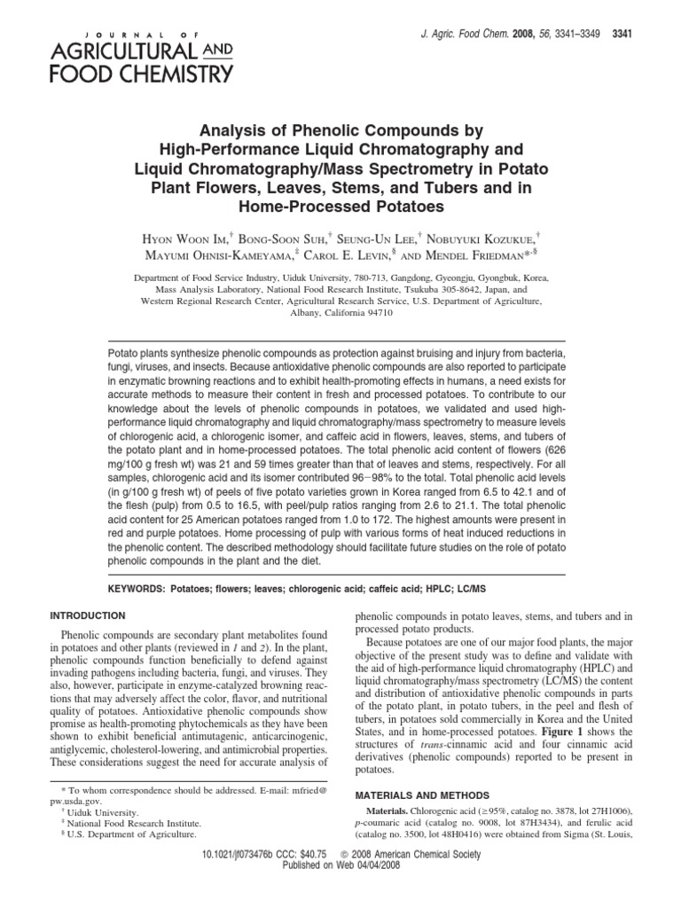 Analysis of Phenolic Compounds by HPLC and LC-MS | PDF | Potato ...