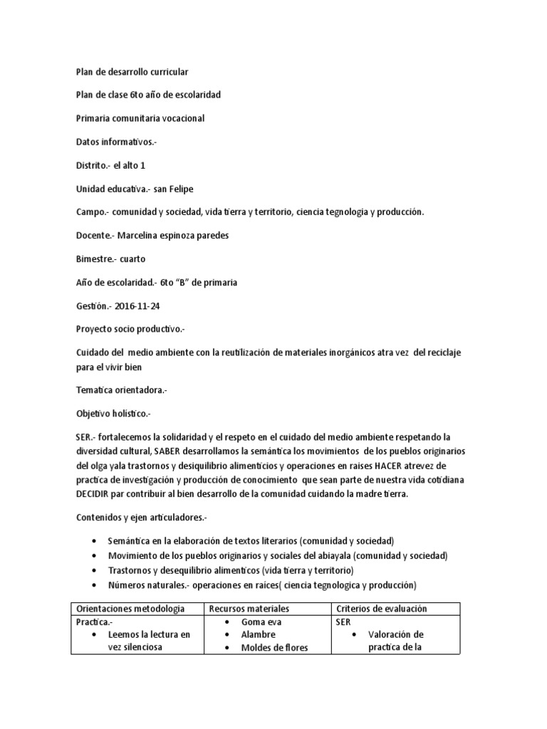 Plan de Desarrollo Curricular Vero | PDF | Artes del Lenguaje y ...