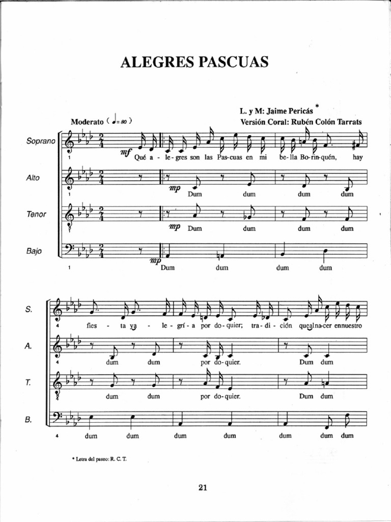 Alegres Pascuas - SATB (Jaime Pericas-Arr. Ruben Colon Tarrats) | PDF