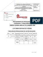 200032-CSSP001-000-XX-TO-ZZ-000001-R00: Procedimiento de Instalación de Luminarias Y Tomacorrientes