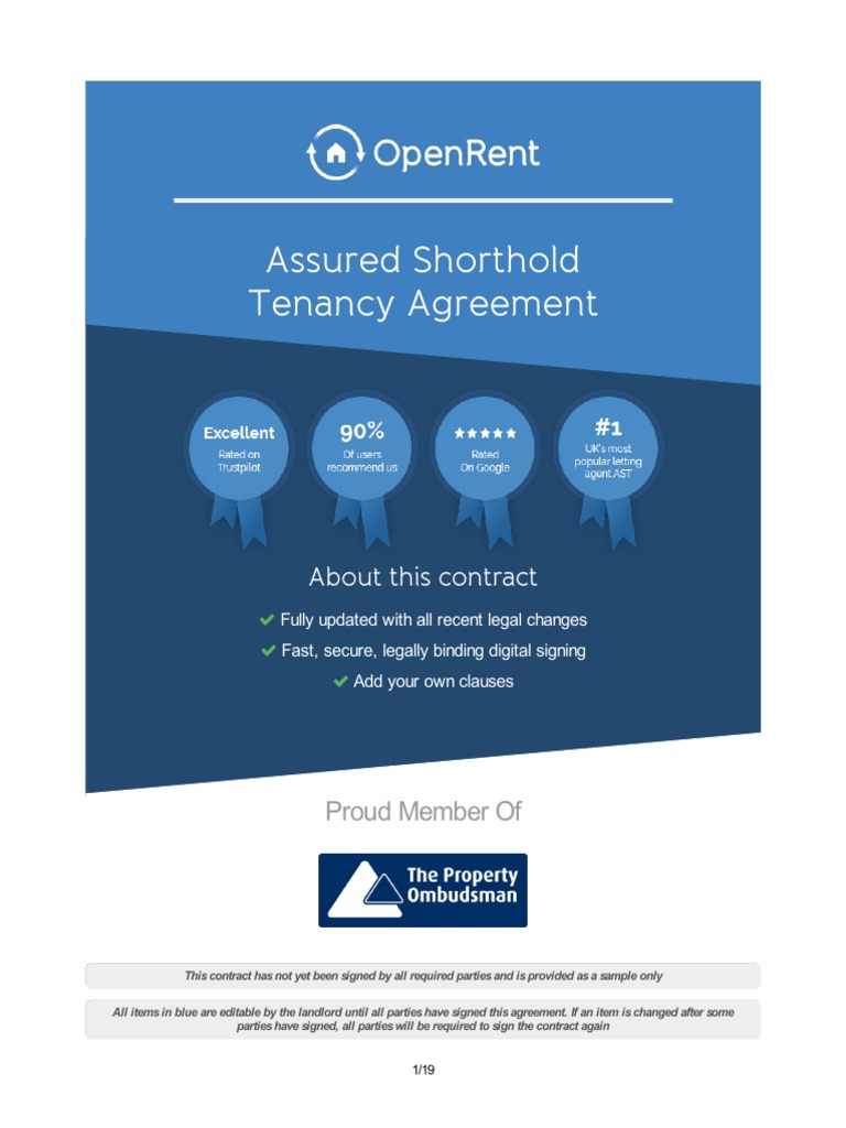 OpenRent Assured Shorthold Tenancy Guide | PDF | Leasehold Estate ...