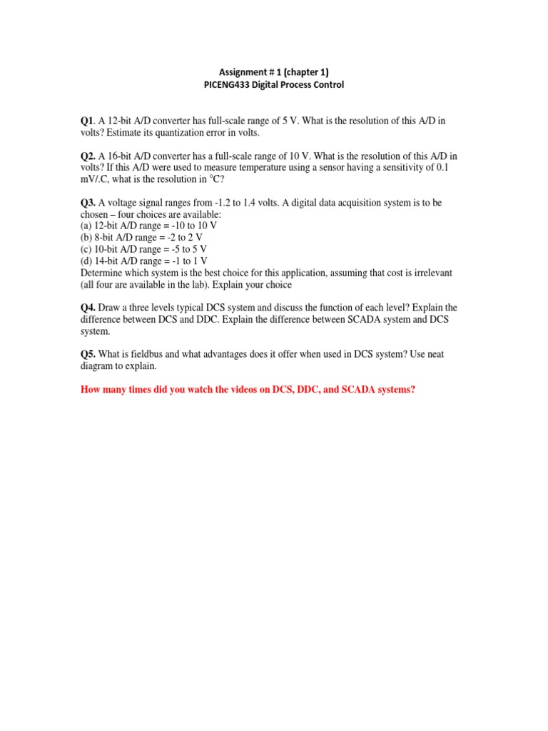 Digital Process Control Assignment | PDF | Teaching Methods & Materials ...