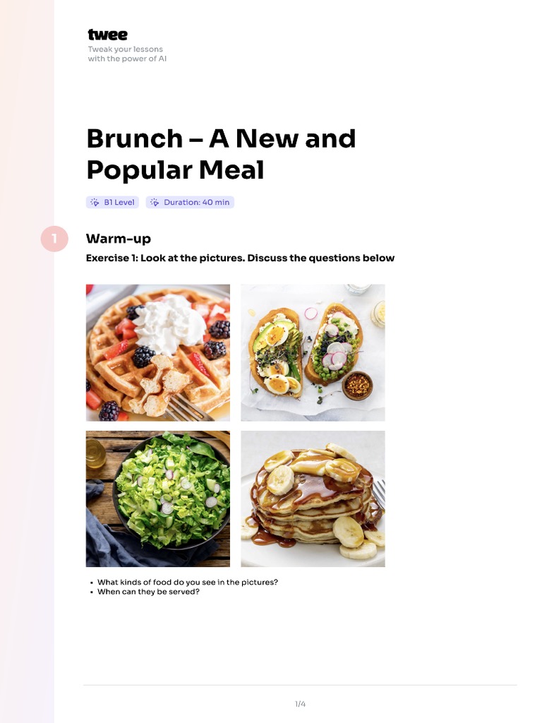 Demo Lesson Brunch | PDF | Meal | Lunch