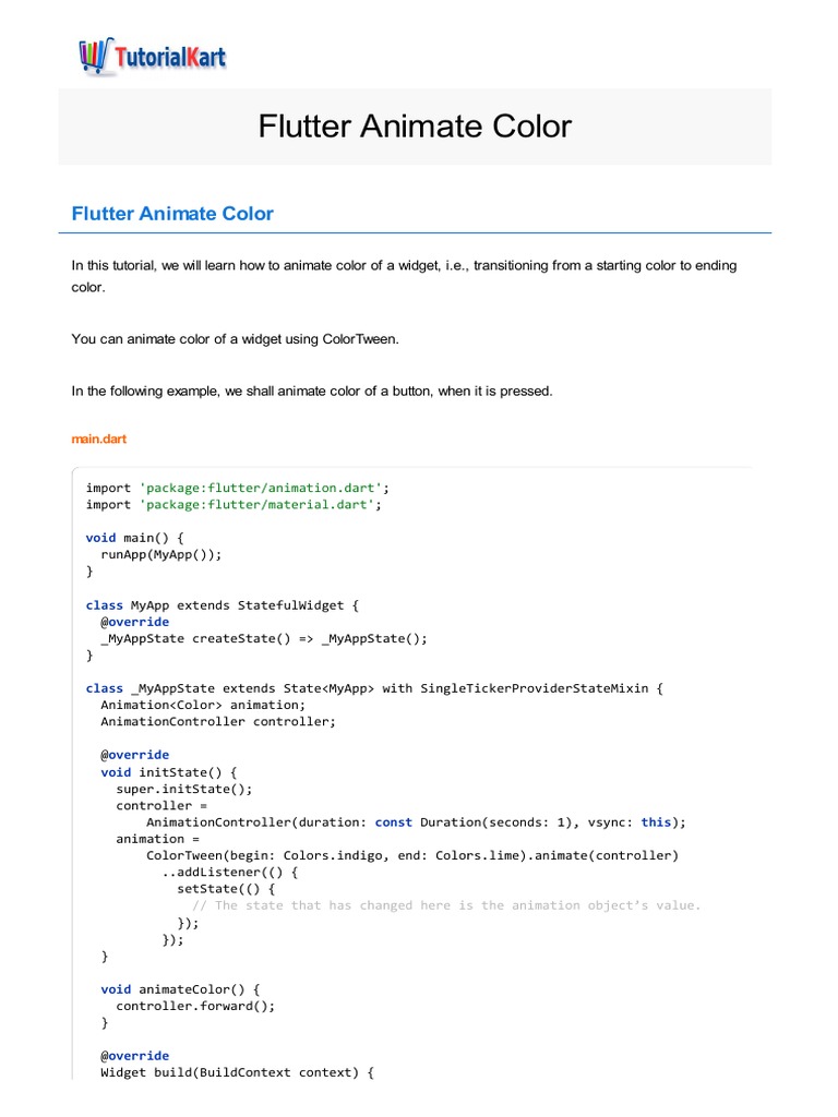 Flutter Animate Color PDF Technology Development Computer Programming