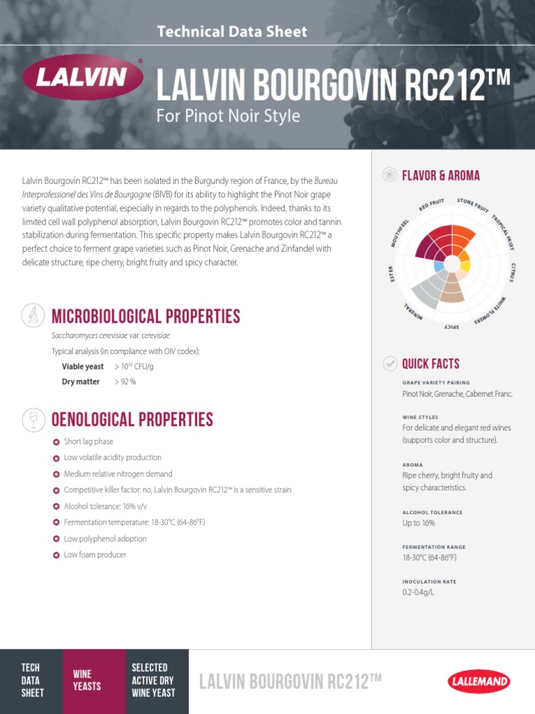 TDS - Lalvin RC212 DIGITAL 1 | PDF | Fermentation In Winemaking ...