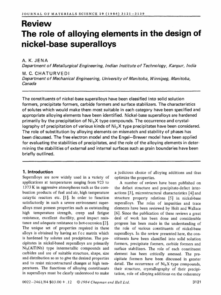 Nickel Superalloy Alloying Guide | PDF | Crystal Structure | Atoms
