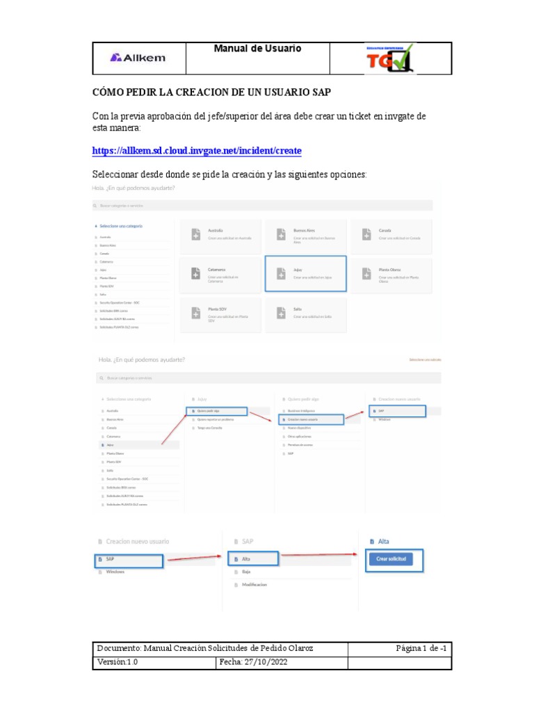 Manual de Creación Usuario SAP y Solicitudes de Pedido (SOLPED) | PDF ...
