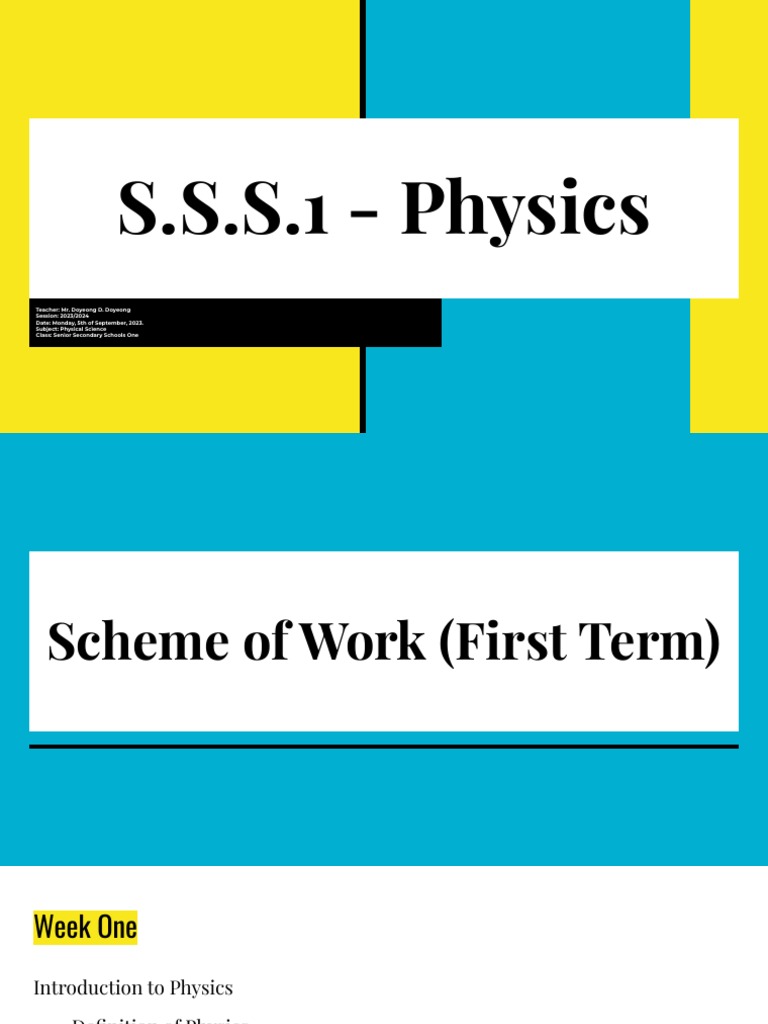 S.S.S.1 - Physics | PDF