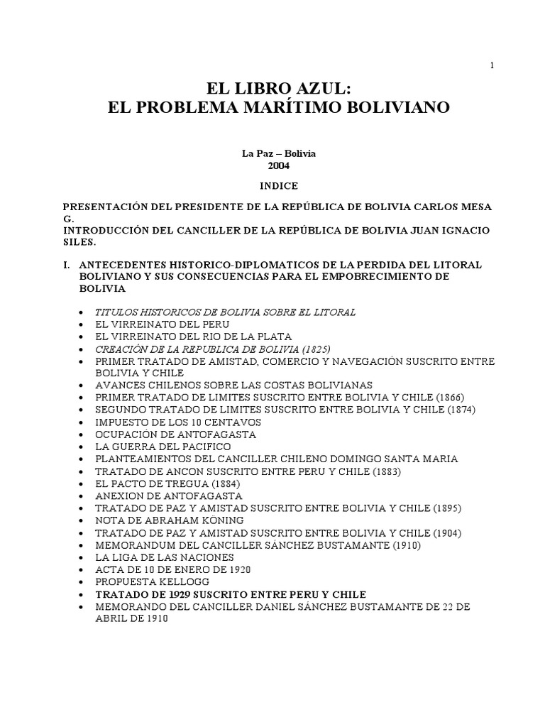 Libro Azul Espanol PDF Bolivia Chile