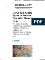 Iran, Saudi Arabia Agree To Resume Ties, With China's Help - The Diplomat