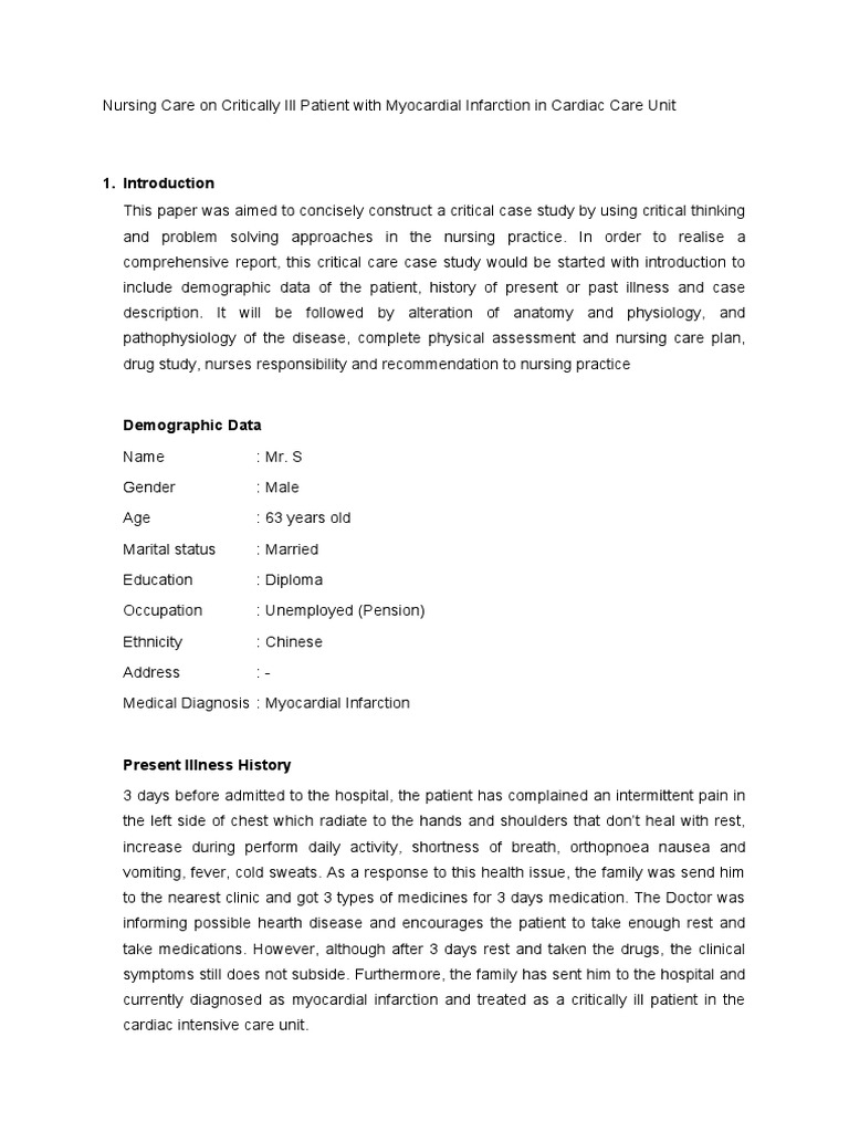 Nursing Care for Critically Ill MI Patient in CCU | PDF | Myocardial ...