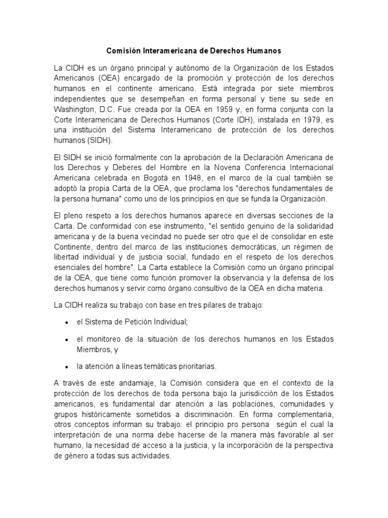 Comisión Interamericana de Derechos Humanos | PDF | Gobierno ...