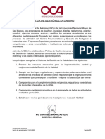 Política de Gestión de La Calidad: Mg. Santiago Bazan Castillo Director General