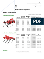 ARADOS de Cincel: Lista de Precios Al Público