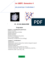 Filière SMPC-Semestre 4: Cristallographie Géométrique Cristallochimie I