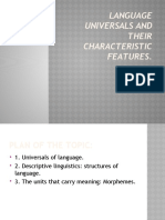 Language Universals and Their Characteristic Features