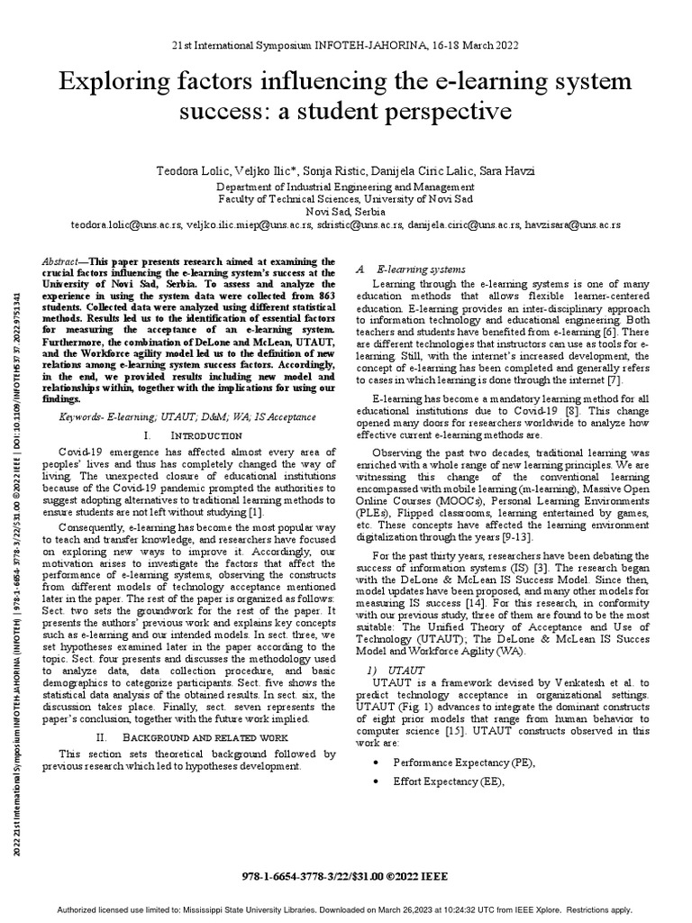 Lolic, 2022. Exploring Factors Influencing The E-Learning System | PDF ...