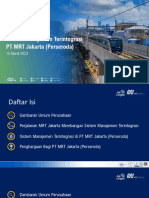 Implementasi Sistem Manajemen Terintegrasi PT MRT Jakarta (Perseroda)