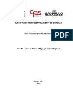 Texto Sobre o Filme "O Jogo Da Imitação".: Curso Técnico em Desenvolvimento de Sistemas