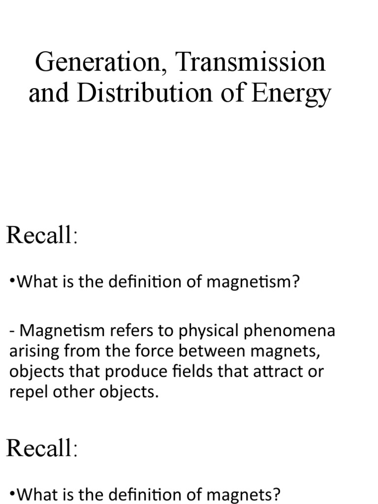 Electricity Generation and Distribution Overview | PDF | Electric Power ...