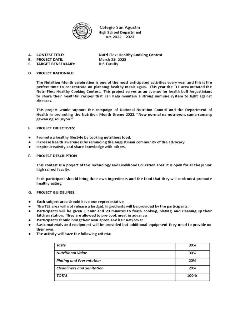 Nutri-Flex Healthy Cooking Contest 2023 | PDF | Cooking | Nutrition