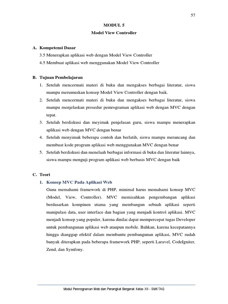 Penerapan MVC dalam Pemrograman Web | PDF