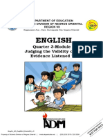 English: Quarter 3-Module 3 Judging The Validity of The Evidence Listened To