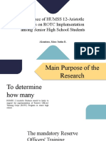 Preference of HUMSS 12-Aristotle Students On ROTC Implementation Among Senior High School Students