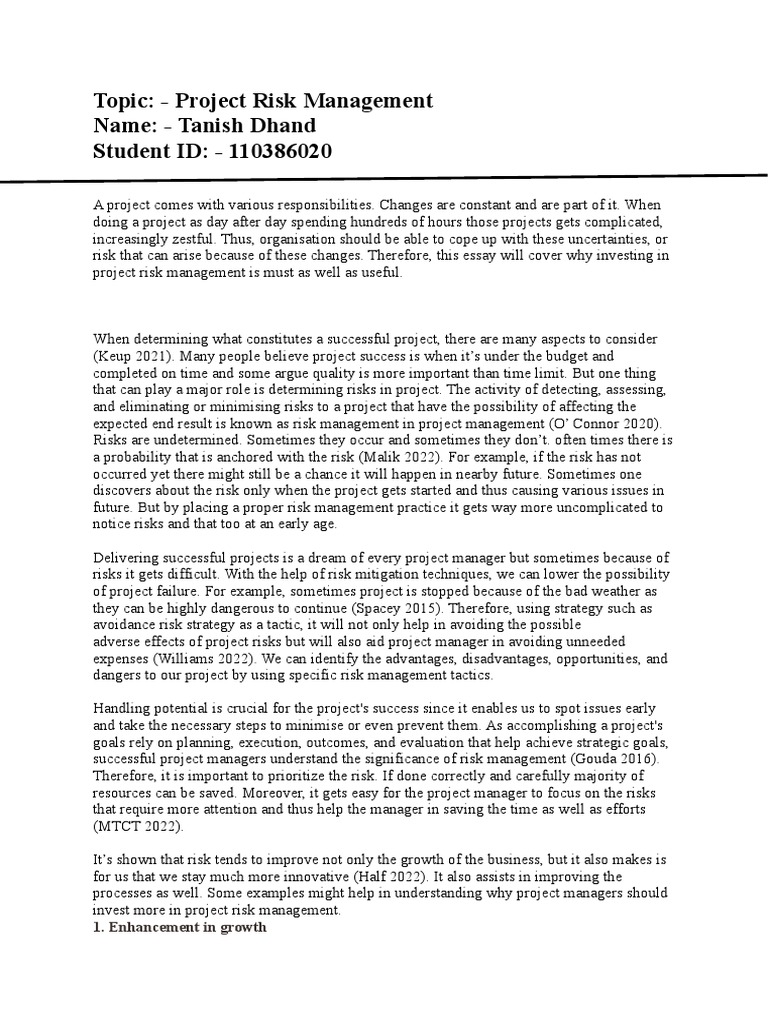 Project Risk Management | PDF | Risk | Risk Management
