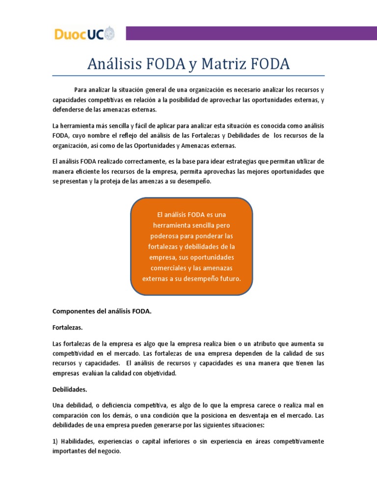 Analisis FODA y Matriz Foda | PDF | Análisis FODA | Economias