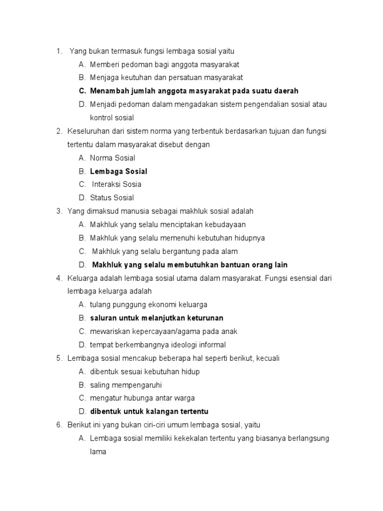 Soal Institusi Sosial PDF