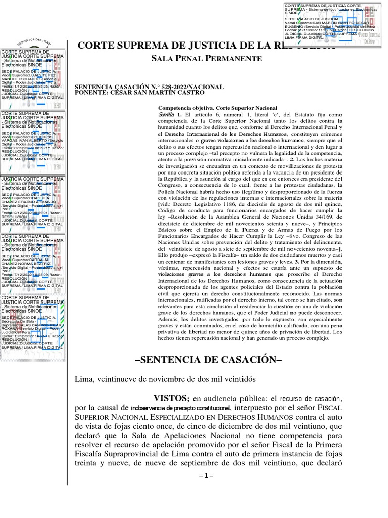 Cas. 528-2022-Nacional. - Competencia Objetiva. - Corte Superior